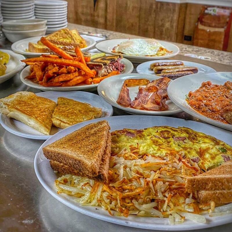 Plates of breakfast dishes at Main Street Cafe in Watertown WI