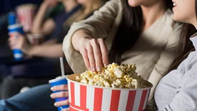 Popcorn bucket in a cinema