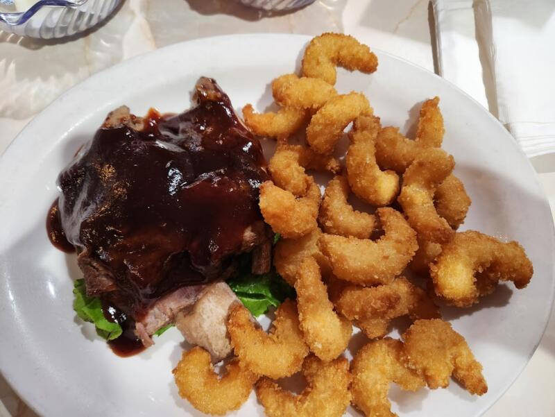 Ribs and fried shrimp from Rose Garden Family Restaurant in Watertown Wi