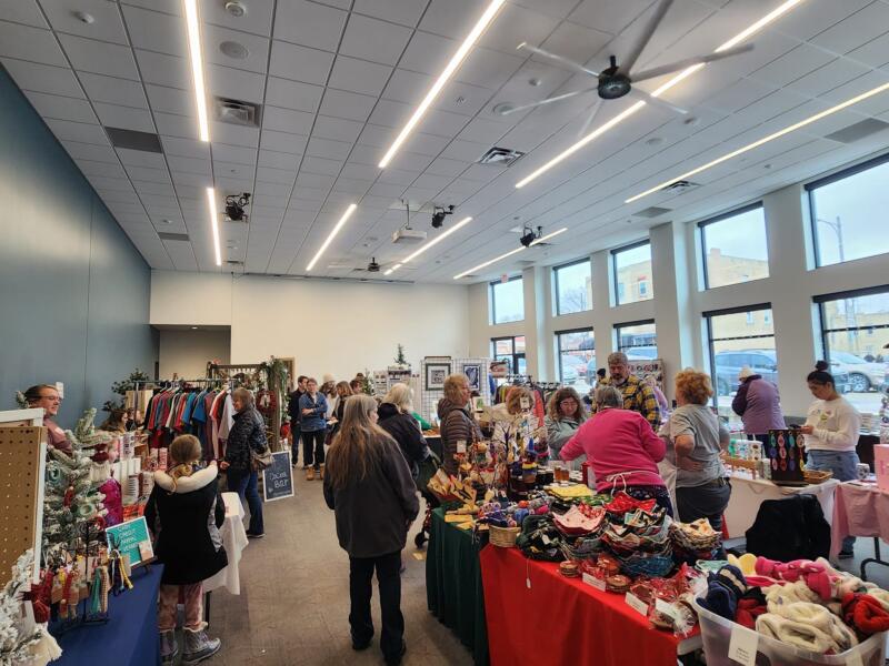 Craft fair with vendors and shoppers