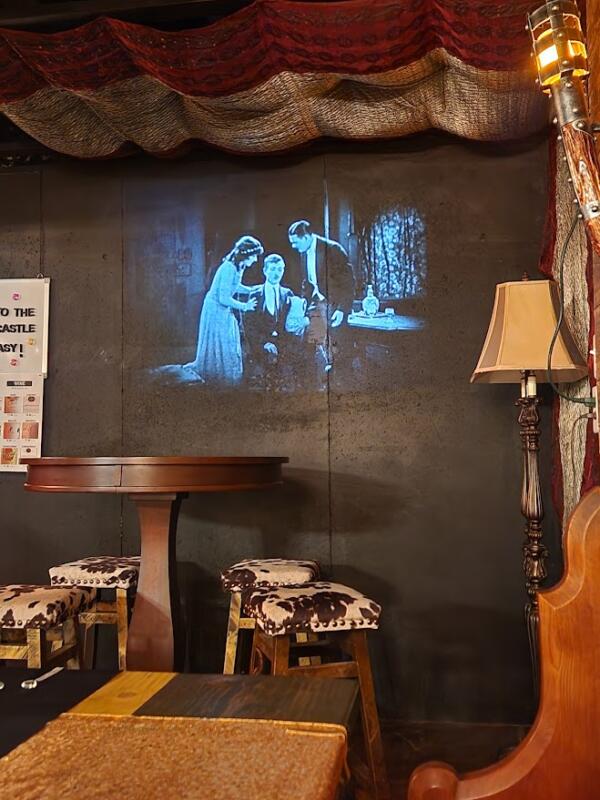 Silent movie playing at Wisteria Castle in Watertown wi