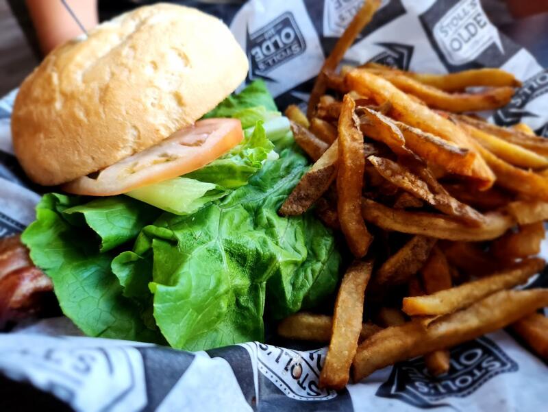 Burger and fries from Stoll's Olde 109 in Lebanon Wi