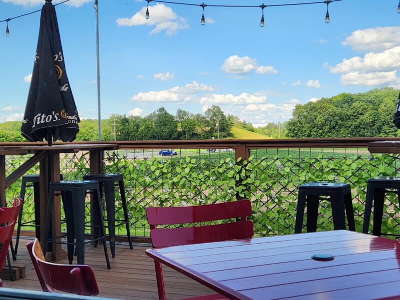 View of countryside from the window of Stoll's Olde 109 in Lebanon Wi