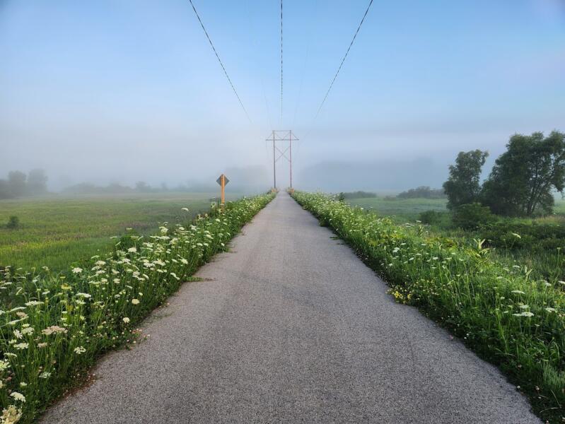 Interurban Trail with fog in Watertown Wi