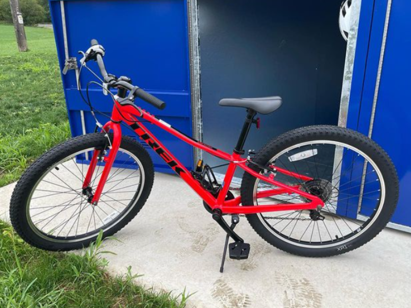 Bike coming out of a storage locker at the Interurban Trail in Watertown Wi