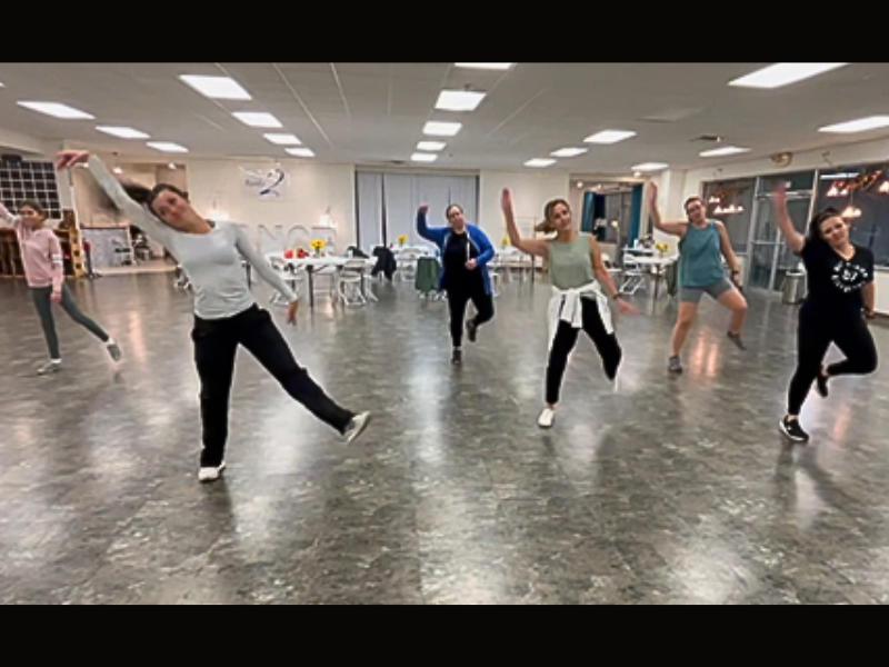 Group of people learning thriller dance moves at Ready 2 Dance studio in Watertown wi
