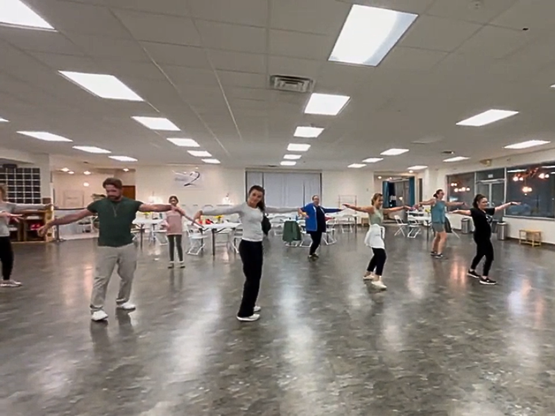 Group of people learning thriller dance moves at Ready 2 Dance studio in Watertown wi