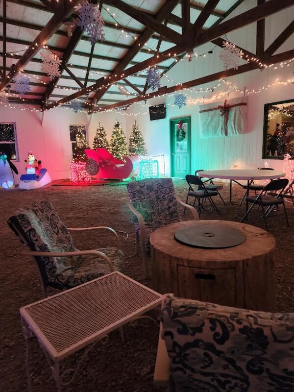 Fire pit and christmas display at Glacier Rock Farms