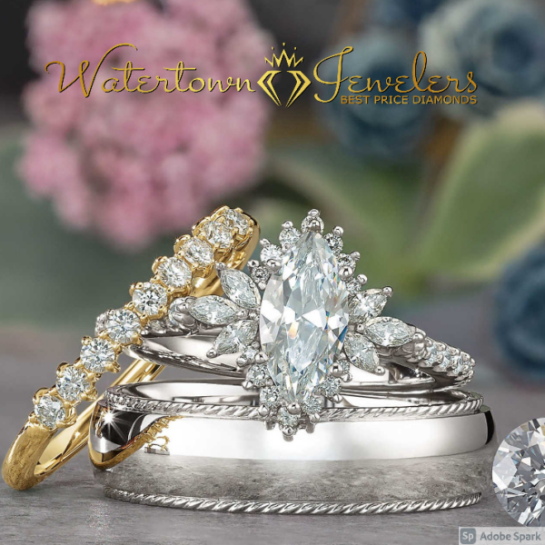 Watertown Jewelers A diamond ring and a diamond wedding band