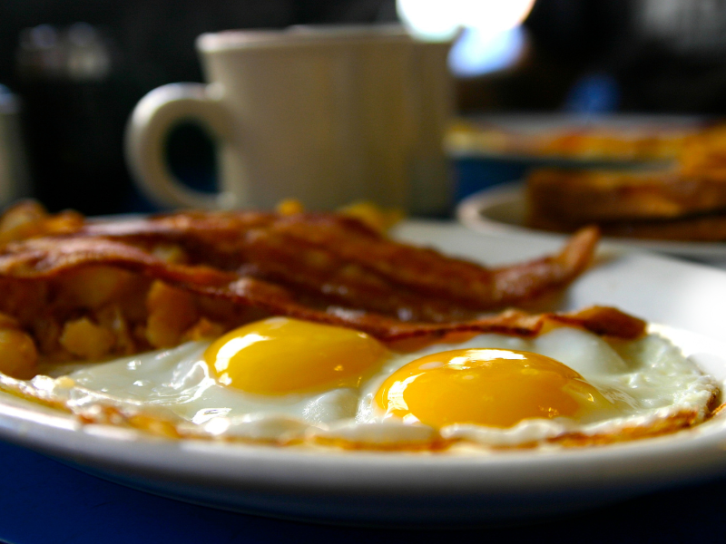 Eggs, bacon and coffee