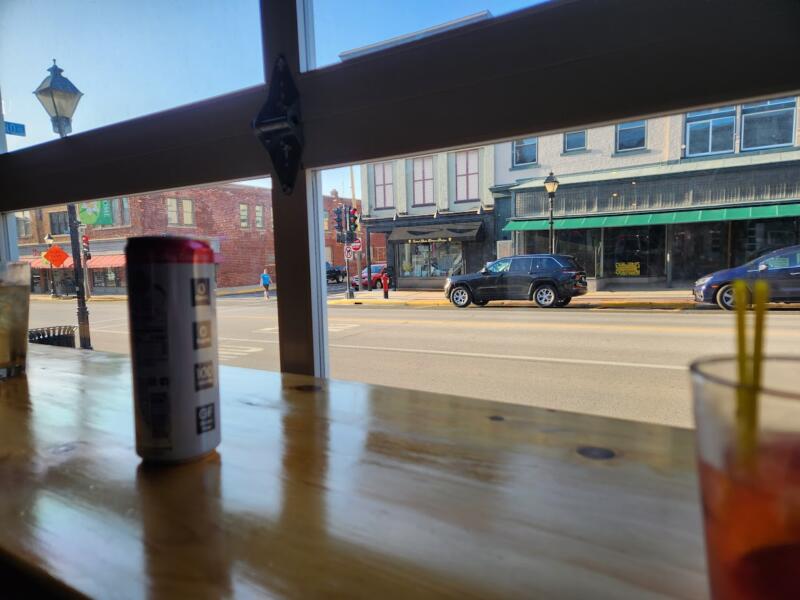 View of downtown Watertown from window at Wolfgram Sports Bar & Grill in Watertown wi
