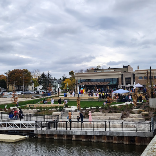 Bentzin Family Town Square in Watertown Wi during a Halloween event
