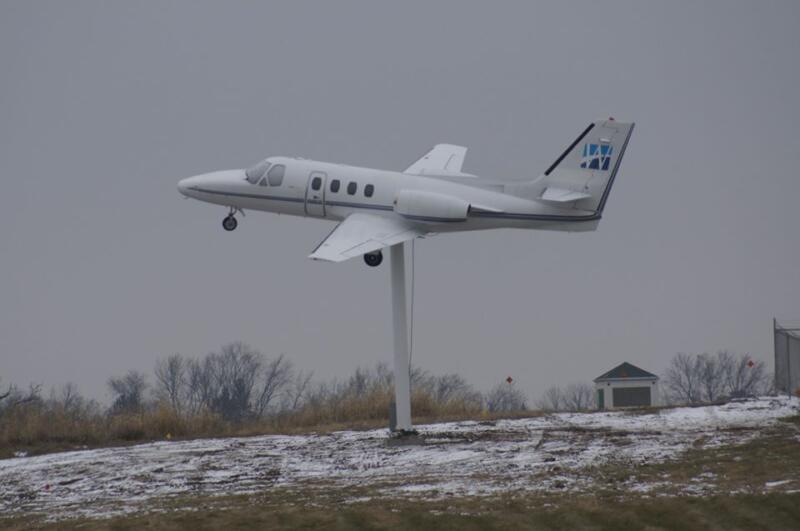 Airplane mounted as a monument