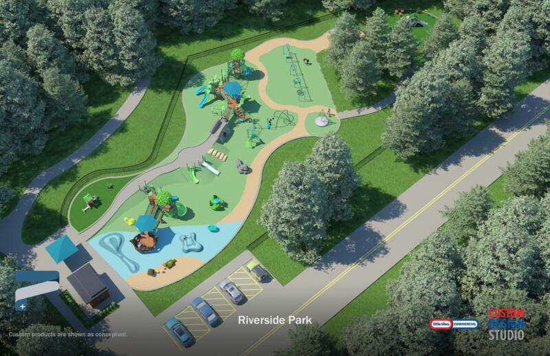 AI drawing of a future park in Watertown wi from sky view